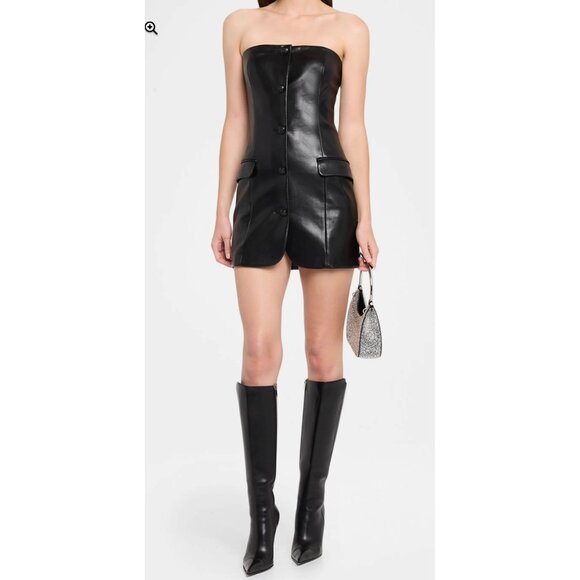 Alice and Olivia Madison Faux Leather Strapless Dress - Picture 4 of 5